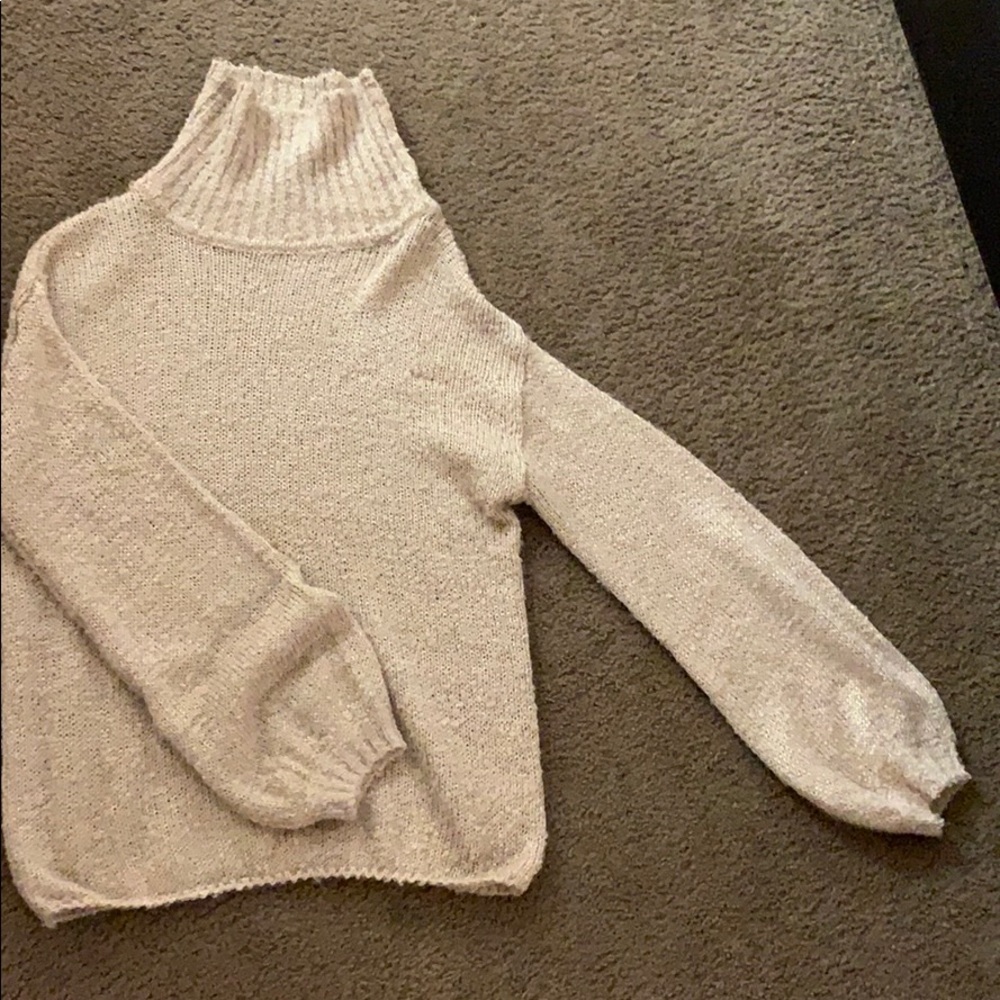 Peach/salmon pink lush thin shimmer sweater